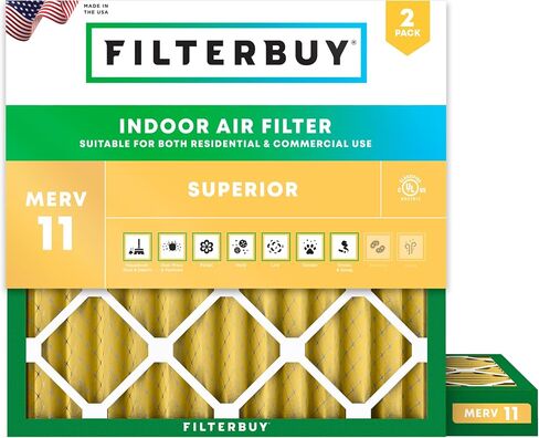 Filterbuy 14x14x2 Air Filter MERV 11 Allergen Defense (2-Pack), Pleated HVAC AC Furnace Air Filters Replacement (Actual Size: 13.50 x 13.50 x 1.75 Inches) in Saudi Arabia