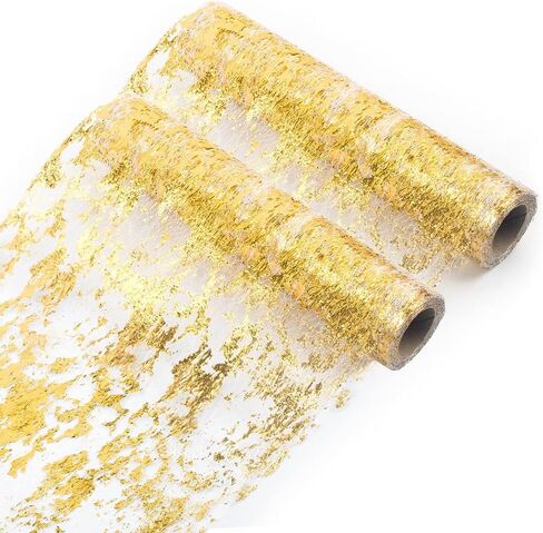 Gold Table Runner, Sequin Glitter Foil Metallic Gold Thin Mesh Table Runner Roll 11"x108", Gold Table Decorations for Event Party, Wedding, Birthday Party , Christmas in Saudi Arabia