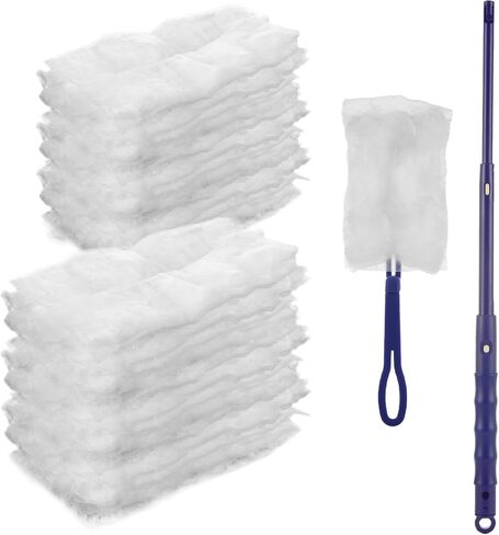 100 PCS Disposable Duster Refills Compatible with Swiffer Duster, Replacement Thickened Duster Refills & 2 Handle, Heavy Duty Multi Surface Duster Refills for Home, Office, Blinds, Ceiling Fans in Saudi Arabia