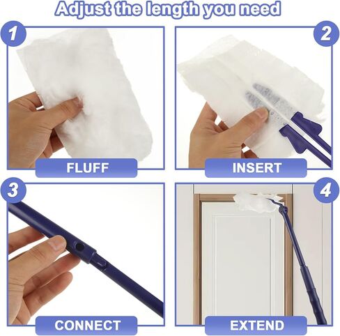 100 PCS Disposable Duster Refills Compatible with Swiffer Duster, Replacement Thickened Duster Refills & 2 Handle, Heavy Duty Multi Surface Duster Refills for Home, Office, Blinds, Ceiling Fans in Saudi Arabia