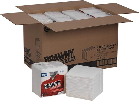 منشفة تنظيف Brawny Professional 1/4-Fold A400 للاستعمال مرة واحدة من GP PRO (جورجيا والمحيط الهادئ)، أبيض، 29215، 50 منشفة في كل عبوة، 16 عبوة في كل علبة (800 إجمالي) in Kuwait