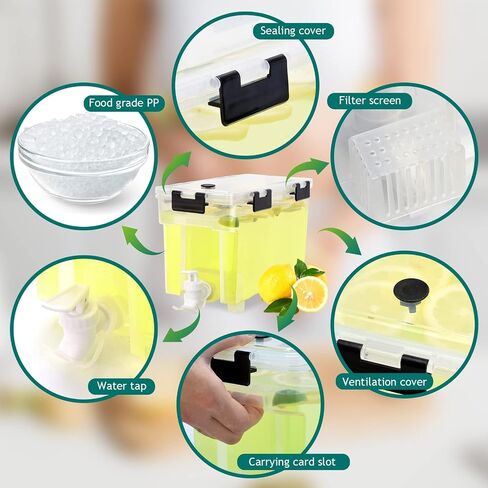 1 Gallon Drink Dispenser For Fridge,Beverage Dispenser With Spigot. Milk,Lemonade Dispenser,Juice Containers With Lids For Fridge, Parties And Dairly Use，100% Sealed And Filter screen in Saudi Arabia