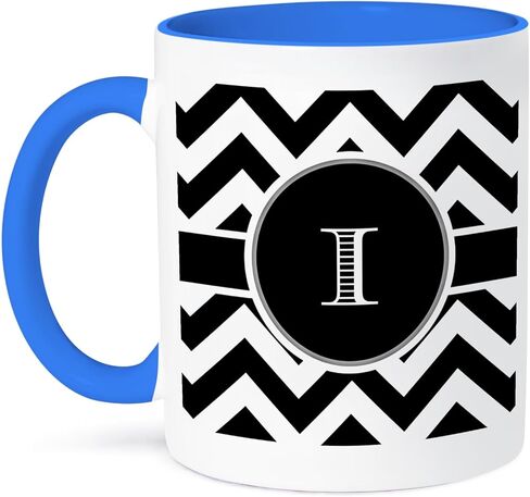 كوب 3dRose White Chevron Monogram الأولي H بلونين أسود، 11 أونصة in Saudi Arabia