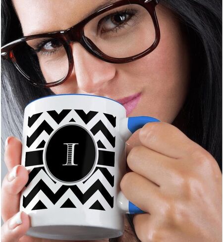 كوب 3dRose White Chevron Monogram الأولي H بلونين أسود، 11 أونصة in Saudi Arabia