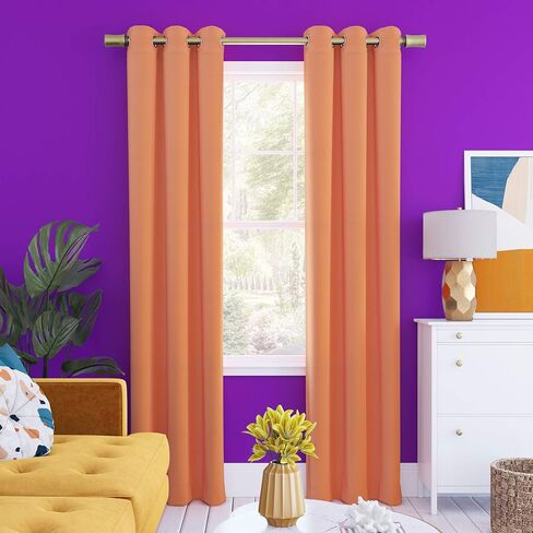 Sun Zero Halton Bright Vibes Total Blackout Grommet Curtain Panel, 40" x 84", Orange in Saudi Arabia