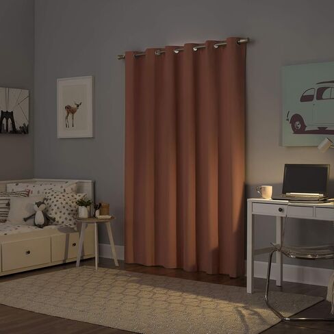Sun Zero Halton Bright Vibes Total Blackout Grommet Curtain Panel, 40" x 84", Orange in Saudi Arabia