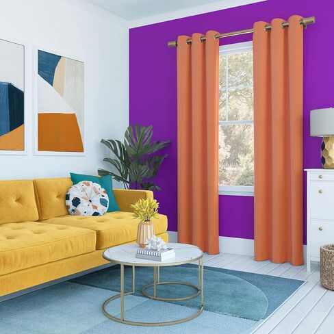 Sun Zero Halton Bright Vibes Total Blackout Grommet Curtain Panel, 40" x 84", Orange in Saudi Arabia