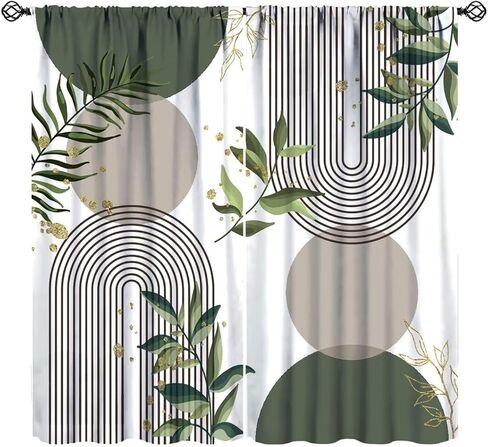 Eucalyptus Leaf Curtains, Watercolor Floral Spring Botanical Green Plants Herb Print Rod Pocket Blackout Window Treatment for Farmhouse Cafe Bedroom 42x45 Inch in Saudi Arabia