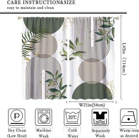 Eucalyptus Leaf Curtains, Watercolor Floral Spring Botanical Green Plants Herb Print Rod Pocket Blackout Window Treatment for Farmhouse Cafe Bedroom 42x45 Inch in Saudi Arabia