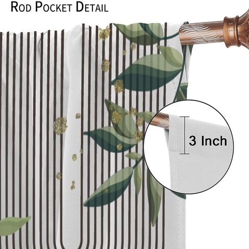 Eucalyptus Leaf Curtains, Watercolor Floral Spring Botanical Green Plants Herb Print Rod Pocket Blackout Window Treatment for Farmhouse Cafe Bedroom 42x45 Inch in Saudi Arabia