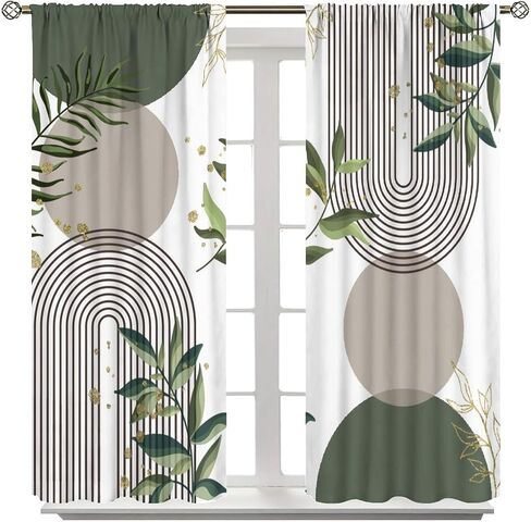 Eucalyptus Leaf Curtains, Watercolor Floral Spring Botanical Green Plants Herb Print Rod Pocket Blackout Window Treatment for Farmhouse Cafe Bedroom 42x45 Inch in Saudi Arabia