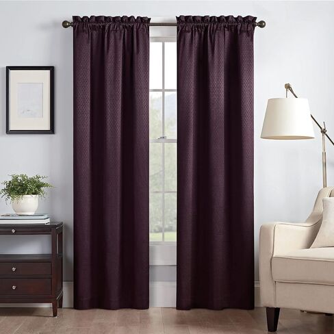 ستائر Eclipse Canova المعزولة حراريًا بلوحة واحدة وجيب قضيبي لغرفة المعيشة، مقاس 42 × 84 بوصة، لون برقوقي in Saudi Arabia