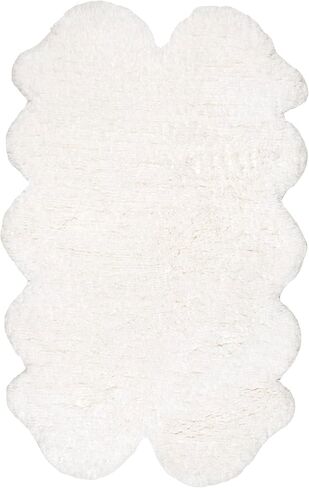nuLOOM Quarto Faux Sheepskin Shag Area Rug, Shaped 4x6, Natural in Saudi Arabia