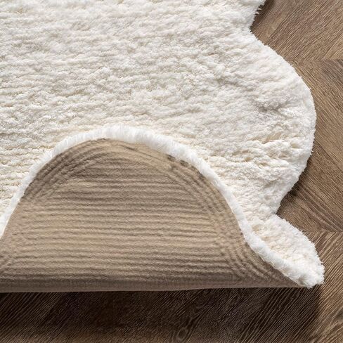 nuLOOM Quarto Faux Sheepskin Shag Area Rug, Shaped 4x6, Natural in Saudi Arabia