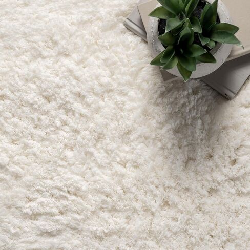 nuLOOM Quarto Faux Sheepskin Shag Area Rug, Shaped 4x6, Natural in Saudi Arabia