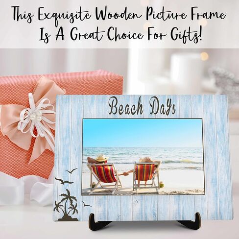 Beach Pictures Frame, Beach Days Photo Frame with Stand, Beach Vacation Gifts for Friend Friends, Summer Beach Theme Home Living Room Bedroom Decoration -a81 in Saudi Arabia