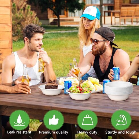 أوعية ورقية للاستعمال مرة واحدة، 32 أونصة [50 عبوة] وعاء كبير - قابل للتحلل بنسبة 100%، وصديق للبيئة - مناسب للاستخدام اليومي للسلطة والحساء الساخن والمعكرونة in Saudi Arabia