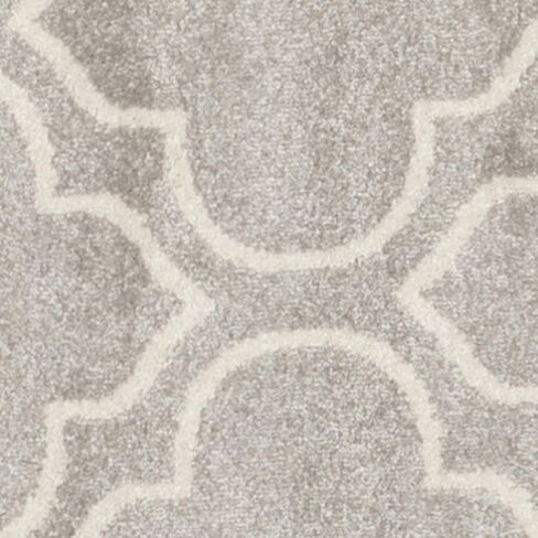 سجادة منطقة SAFAVIEH Amherst Collection - 5 أقدام مستديرة، رمادي فاتح وعاجي، تصميم هندسي مغربي، لا يتساقط ويسهل العناية به، مثالي للمناطق ذات الحركة العالية في غرفة المعيشة وغرفة النوم (AMT412B) in Saudi Arabia