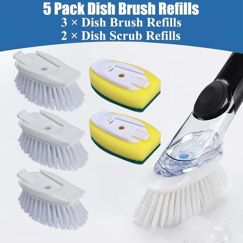 5 Pack Dish Brush Refill Heads and Dish Scrub Refills for OXO Good Grips Soap Dispensing Dish Brush, Scrubber Head Replacement in Saudi Arabia