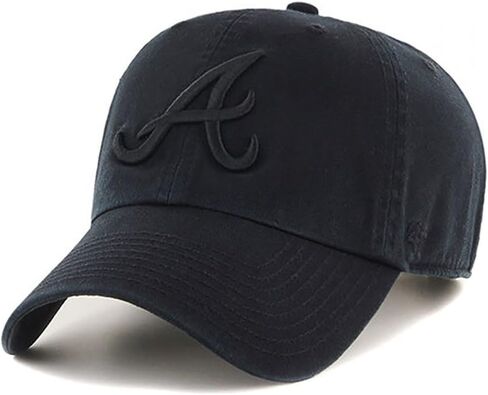 47 Atlanta Braves Hat MLB Authentic Brand Clean Up Adjustable Strapback Black Baseball Cap Adult One Size Men & Women 100% Cotton in Saudi Arabia