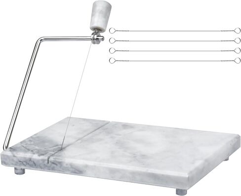 Cheese Slicer,Cheese Cutter Heavy Duty 5" x 8",Polished Marble Cheese Slicer Board for Cut Block Cheeses,Butter,Other Appetizers(Black Grey) in Saudi Arabia
