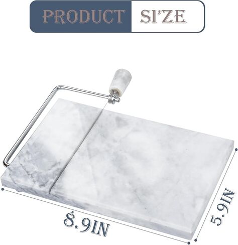 Cheese Slicer,Cheese Cutter Heavy Duty 5" x 8",Polished Marble Cheese Slicer Board for Cut Block Cheeses,Butter,Other Appetizers(Black Grey) in Saudi Arabia