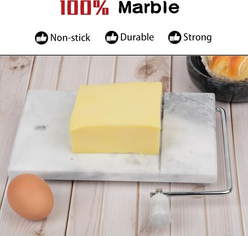 Cheese Slicer,Cheese Cutter Heavy Duty 5" x 8",Polished Marble Cheese Slicer Board for Cut Block Cheeses,Butter,Other Appetizers(Black Grey) in Saudi Arabia