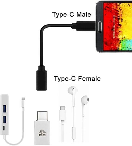 كابل تمديد Herfair USB من النوع C ذكر إلى أنثى، 0.6 قدم، متوافق مع Thunderbolt 3، نقل بيانات بسرعة 10 جيجابت في الثانية، شحن سريع 100 وات، دوران 180 درجة in Kuwait