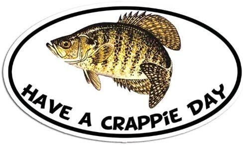 ملصق بيضاوي Have A Crappie Day (ملصق بحافة صيد سمك الدنيس، ملصق مضحك لصياد السمك من الفينيل لقارب السيارة أو الشاحنة (3 × 5 بوصات) in Saudi Arabia