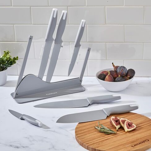 طقم أدوات مائدة مطلية بالسيراميك مكون من 7 قطع من Cuisinart مع أغطية نهائية بحامل أكريليك، رمادي in Saudi Arabia