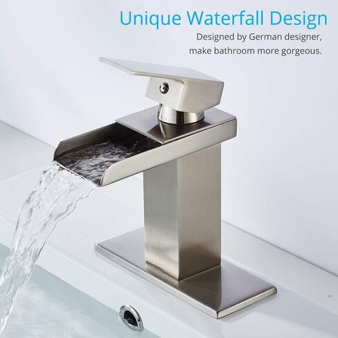 Wovier Chrome Waterfall Spout Bathroom Sink Faucet with Supply Hose,Single Handle Single Hole Vessel Lavatory Faucet,Slanted Body Basin Mixer Tap Tall Body Commercial(No LED) in Saudi Arabia