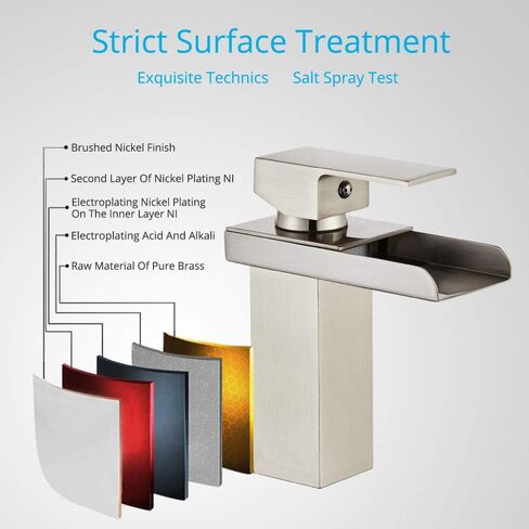 Wovier Chrome Waterfall Spout Bathroom Sink Faucet with Supply Hose,Single Handle Single Hole Vessel Lavatory Faucet,Slanted Body Basin Mixer Tap Tall Body Commercial(No LED) in Saudi Arabia
