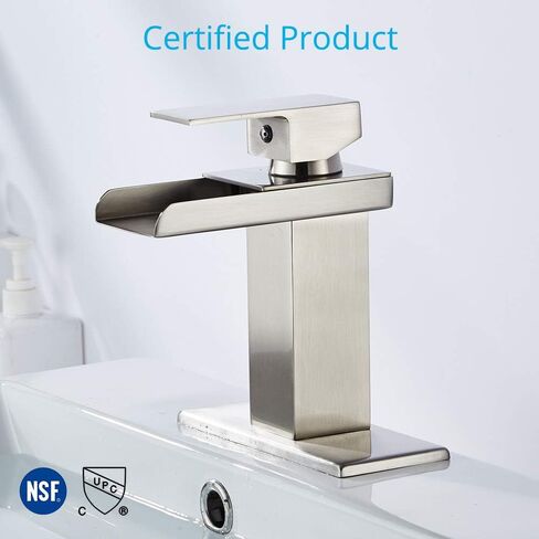 Wovier Chrome Waterfall Spout Bathroom Sink Faucet with Supply Hose,Single Handle Single Hole Vessel Lavatory Faucet,Slanted Body Basin Mixer Tap Tall Body Commercial(No LED) in Saudi Arabia