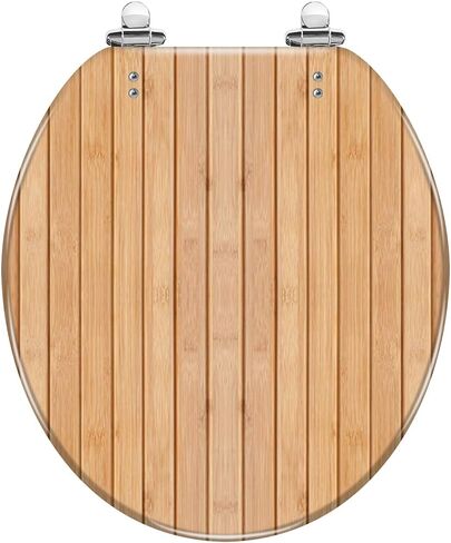 Round Toilet Seat Weathered white plank Resin Toilet Seat Quietly Slow Close with Quick-Release Hinges Toilet Seat with Cover Easy to Clean Install in Saudi Arabia