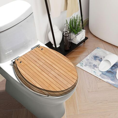 Round Toilet Seat Weathered white plank Resin Toilet Seat Quietly Slow Close with Quick-Release Hinges Toilet Seat with Cover Easy to Clean Install in Saudi Arabia