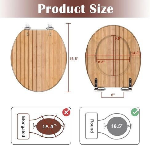 Round Toilet Seat Weathered white plank Resin Toilet Seat Quietly Slow Close with Quick-Release Hinges Toilet Seat with Cover Easy to Clean Install in Saudi Arabia