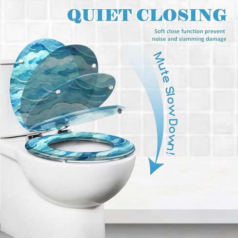 Round Toilet Seat Weathered white plank Resin Toilet Seat Quietly Slow Close with Quick-Release Hinges Toilet Seat with Cover Easy to Clean Install in Saudi Arabia