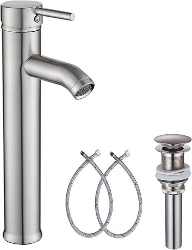 Black Bathroom Faucet Single Handle 1 Hole Tall Body Bathroom Vessel Sink Faucet Bathroom Vanity Faucet with Drain Assembly in Saudi Arabia