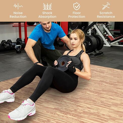 Tangkula 12 Tiles Foam Flooring Mats with Border, 48 SQ FT EVA Interlocking Exercise Foam Mats for Exercise Equipment, Elastic Puzzle Play Mats, 3/8" Thick Non-Slip Workout Floor Mats for Home Gym in Saudi Arabia