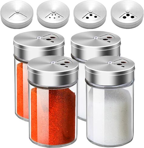 4pcs Salt and Pepper Shakers Set 3oz Glass Seasoning Containers with Adjustable Pour Holes for Table Salt Spice Dispenser in Saudi Arabia