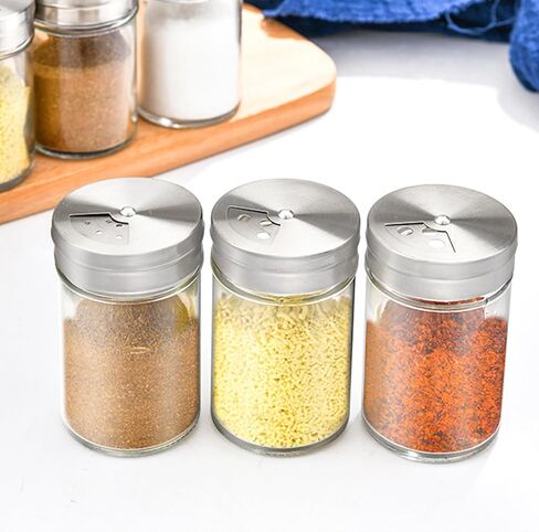 4pcs Salt and Pepper Shakers Set 3oz Glass Seasoning Containers with Adjustable Pour Holes for Table Salt Spice Dispenser in Saudi Arabia