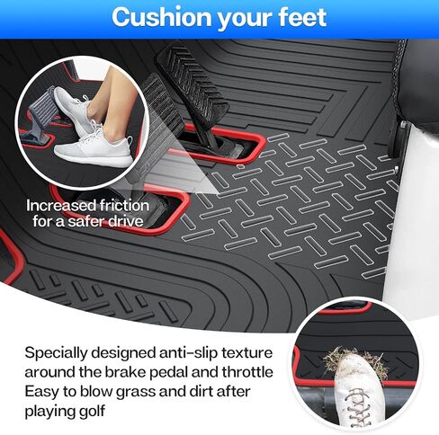 T TGBROS Golf Cart Floor Mat Custom Fit for EZGO RXV (2008-2022) & 2Five (2009+) Full Coverage Golf Cart Floor Liner Mat Non-Slip All Weather Protection Durable in Saudi Arabia