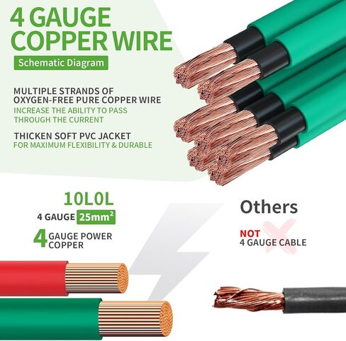 كابلات بطارية عربة الجولف 10L0L لعربة الجولف EZGO TXT 1994-UP لعربة الجولف 36 و48 فولت، مع 4 قياس 7 قطع سلك لحام تيار متردد/تيار مستمر مجموعة كابل بطارية عربة الجولف المرنة من النحاس النقي in Kuwait