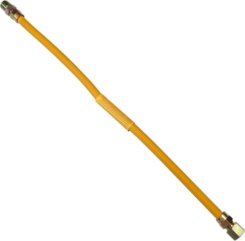 LASCO 10-1223 خط إمداد سخان المياه بالغاز المرن المطلي، 18 بوصة، موصل OD 1/2 بوصة مع تركيبات 1/2 بوصة MIP X 1/2 بوصة FIP، أصفر in Kuwait