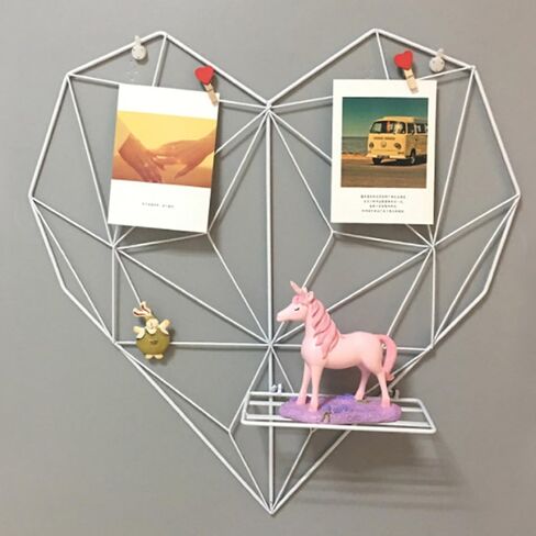 Creative Heart Shape Iron Grid Photo Wall Picture Display Hanging Panel Wall Photo Message Board Metal Shelves (Iron-Black) in Saudi Arabia