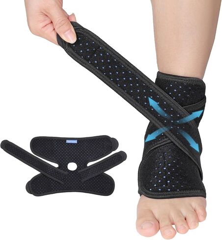Achilles Tendonitis Brace, Adjustable Ankle Brace, Blue X-shaped Ankle Support for Men Women, Breathable Ankle Wrap for Achilles Pain, Running, Cycling, Hiking, Sports in Saudi Arabia