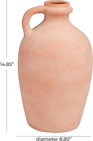 Deco 79 Ceramic Decorative Vase Terracotta Jug Centerpiece Vase with Handles, Flower Vase for Home Decoration 9" x 9" x 16", Orange in Saudi Arabia