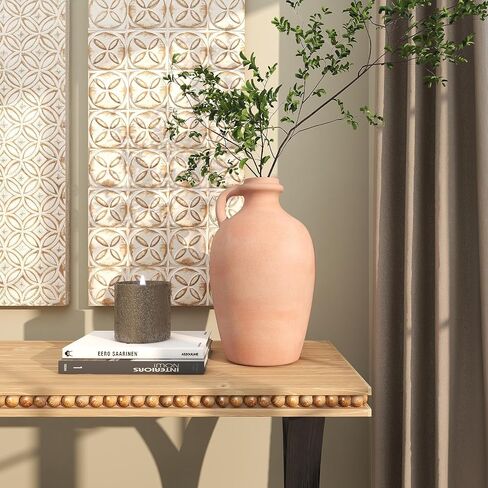 Deco 79 Ceramic Decorative Vase Terracotta Jug Centerpiece Vase with Handles, Flower Vase for Home Decoration 9" x 9" x 16", Orange in Saudi Arabia