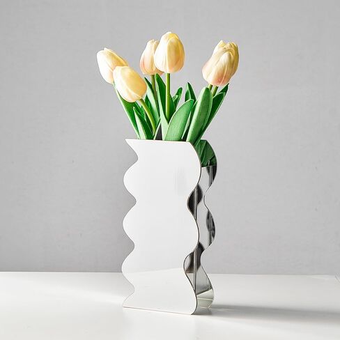 مزهرية أكريليك سوداء على شكل موجة مزهريات فريدة من نوعها للزهور ديكور المنزل الحديث لغرفة المعيشة الجرف محور الجدول ديكورات الجمالية مكتب مكتب ديكور هدايا الزفاف in Kuwait