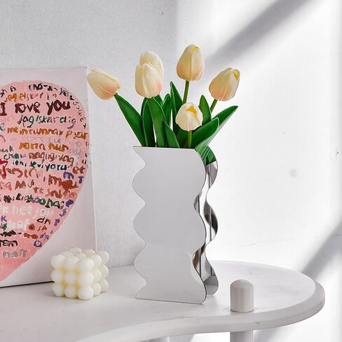 مزهرية أكريليك سوداء على شكل موجة مزهريات فريدة من نوعها للزهور ديكور المنزل الحديث لغرفة المعيشة الجرف محور الجدول ديكورات الجمالية مكتب مكتب ديكور هدايا الزفاف in Kuwait